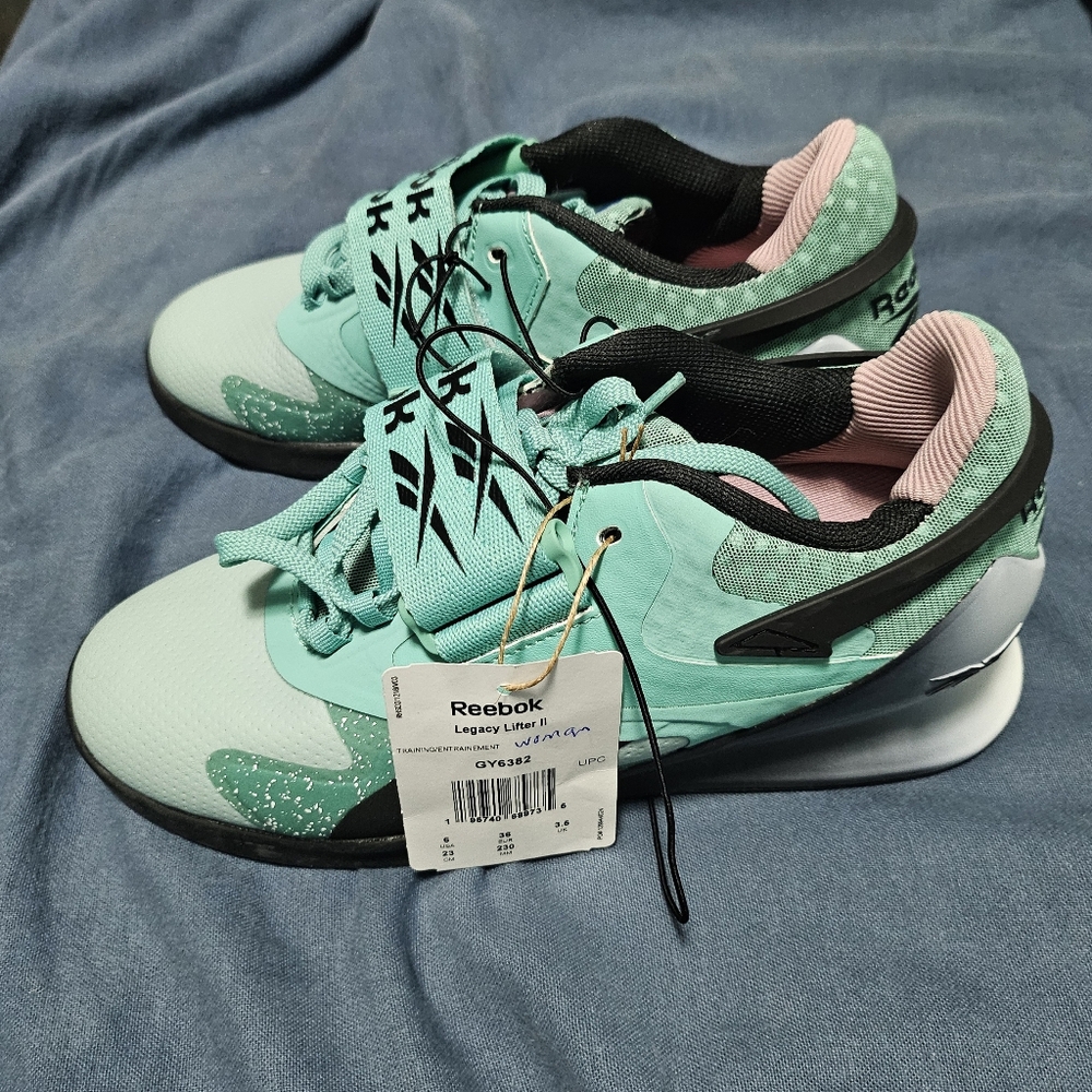 Reebok Women's Legacy Lifter II Teal/Grey/White Weightlifting Shoes Size 6